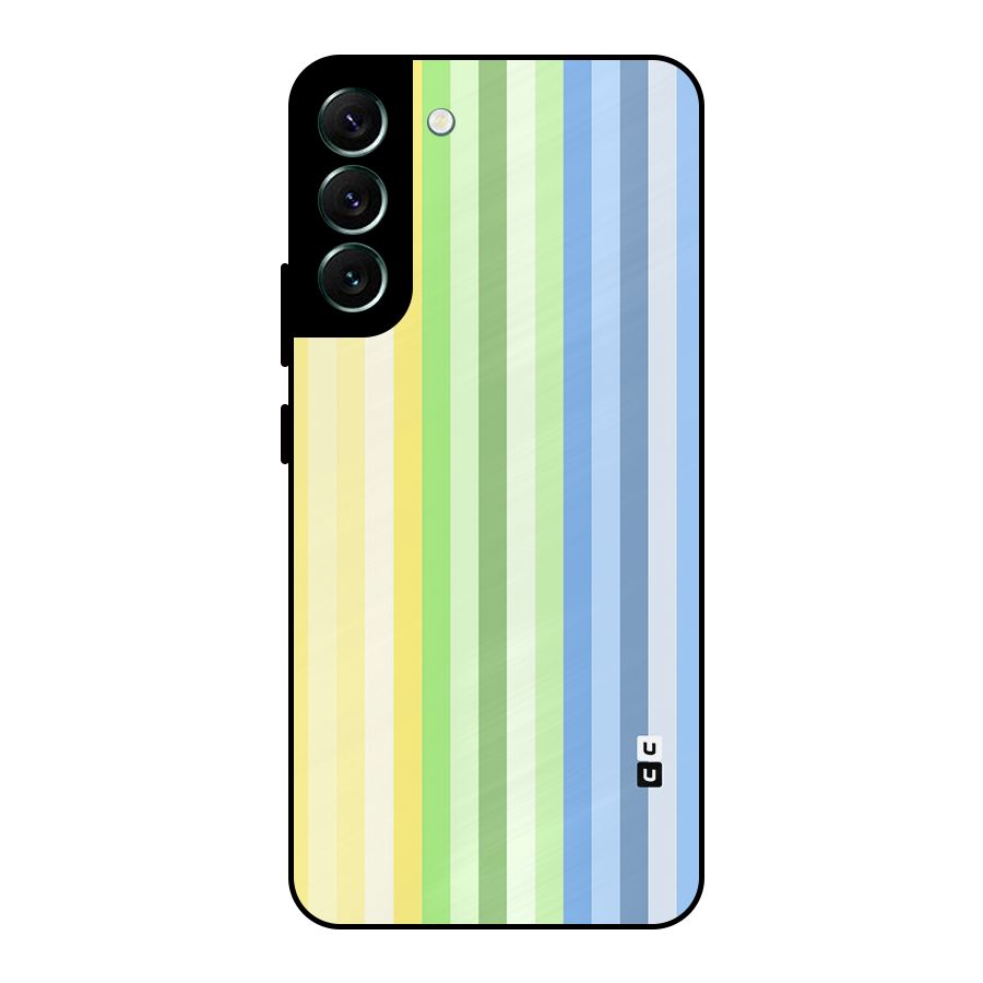 Minimal Pastel Shades Stripes Metal Back Case for Galaxy S22 Plus 5G
