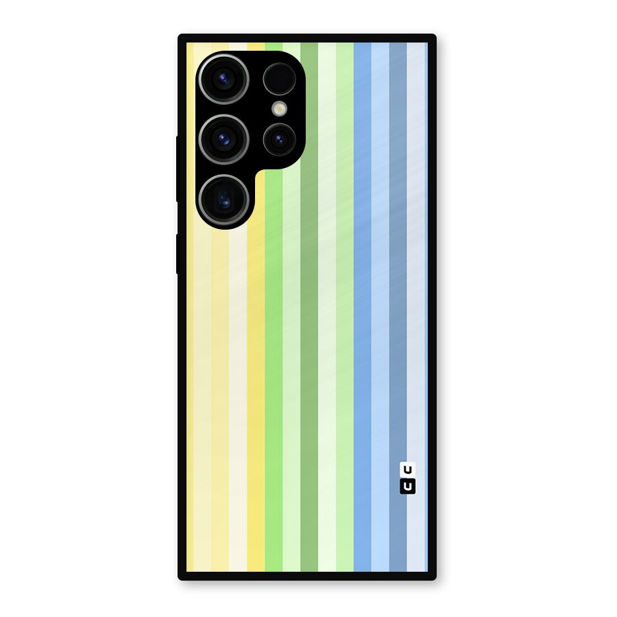 Minimal Pastel Shades Stripes Metal Back Case for Galaxy S23 Ultra