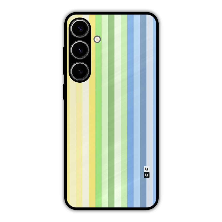 Minimal Pastel Shades Stripes Metal Back Case for Galaxy S24 Plus