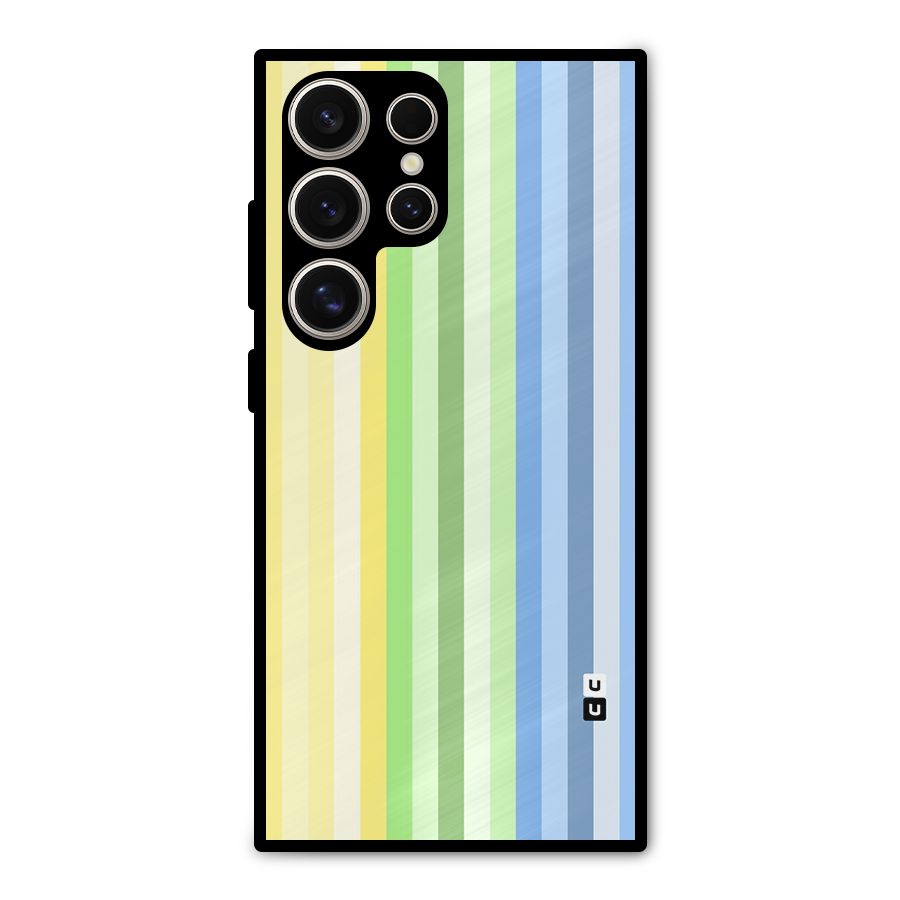 Minimal Pastel Shades Stripes Metal Back Case for Galaxy S24 Ultra