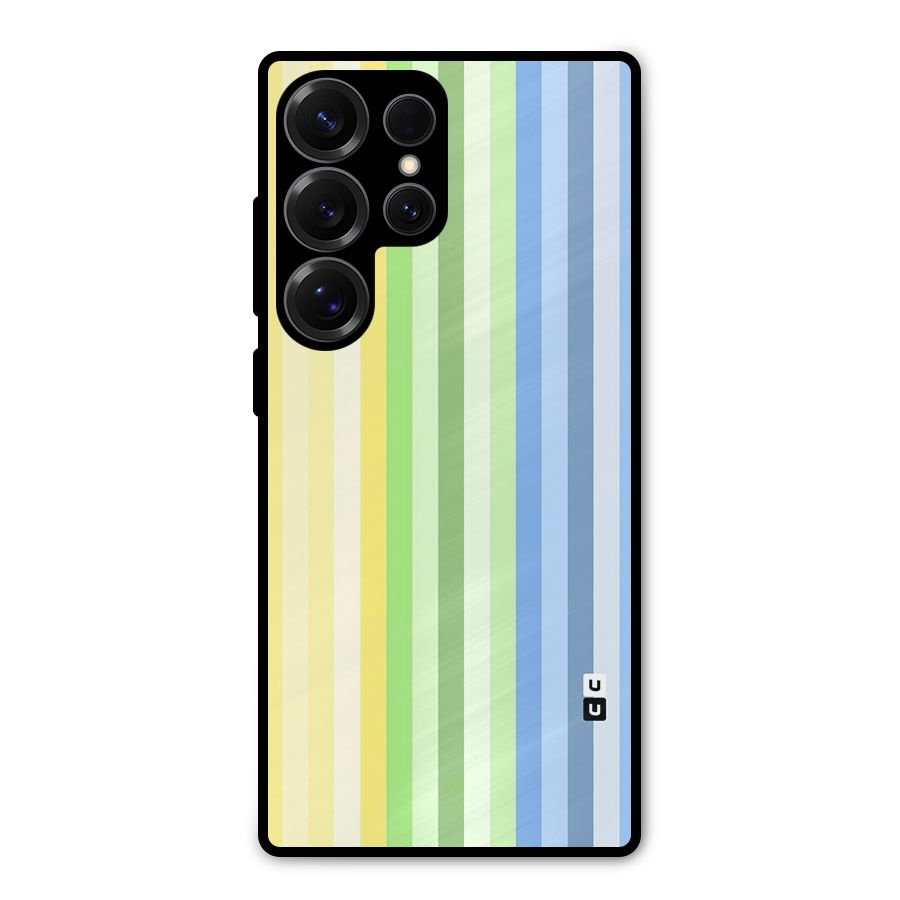 Minimal Pastel Shades Stripes Metal Back Case for Galaxy S25 Ultra