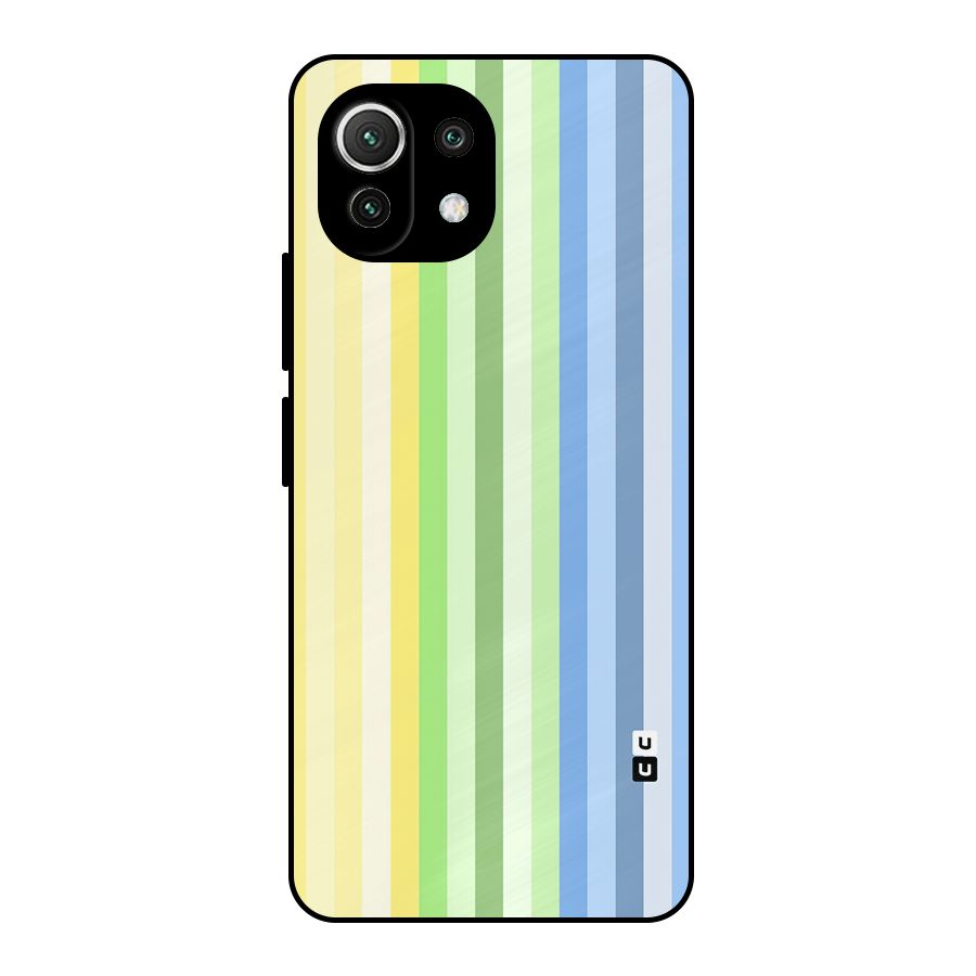 Minimal Pastel Shades Stripes Metal Back Case for Mi 11 Lite