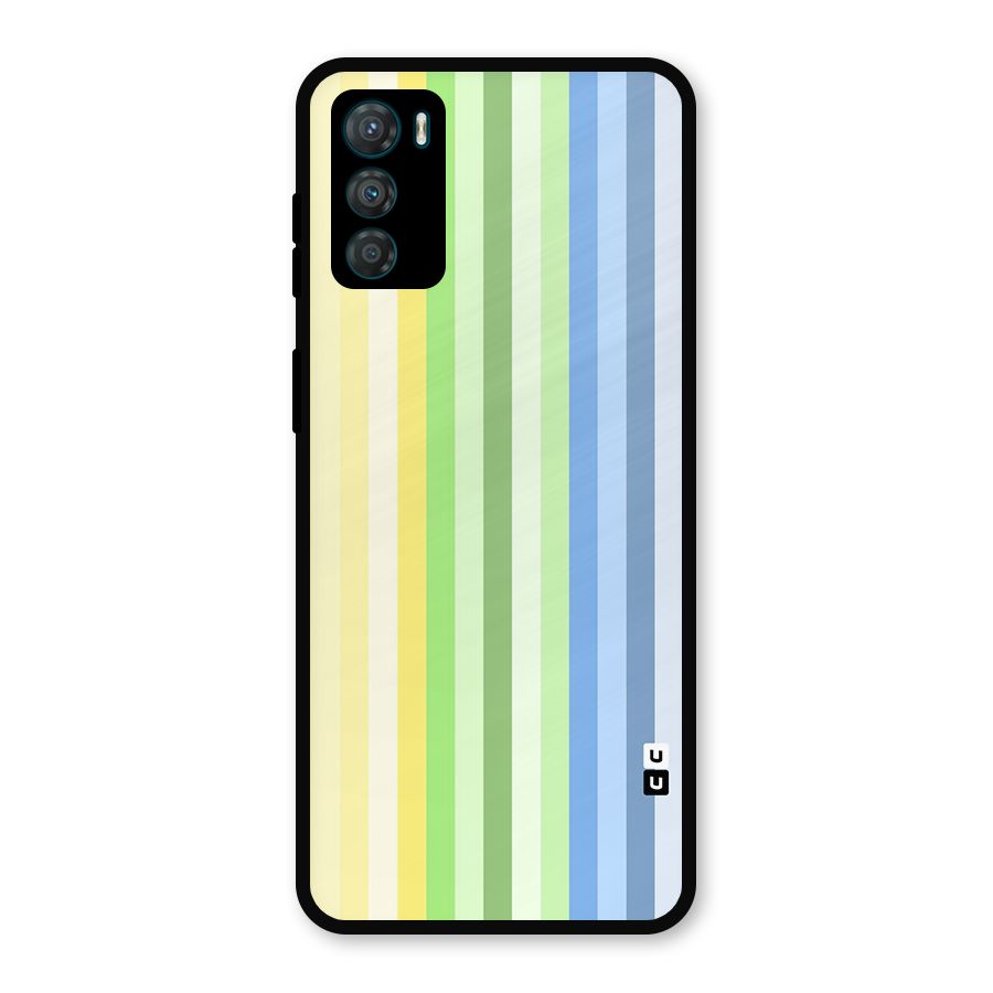 Minimal Pastel Shades Stripes Metal Back Case for Moto G42
