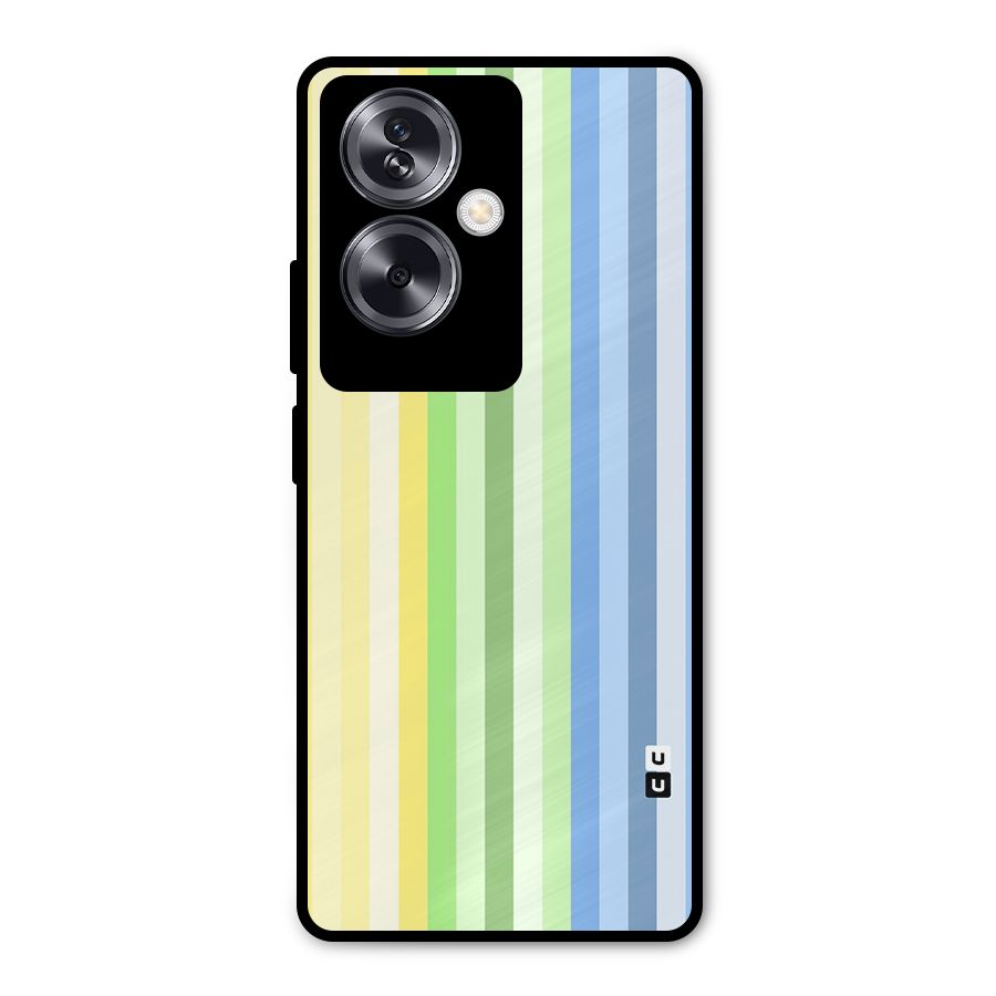 Minimal Pastel Shades Stripes Metal Back Case for Oppo A79 5G