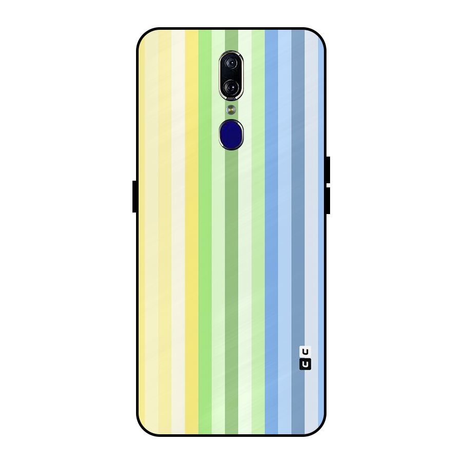 Minimal Pastel Shades Stripes Metal Back Case for Oppo F11