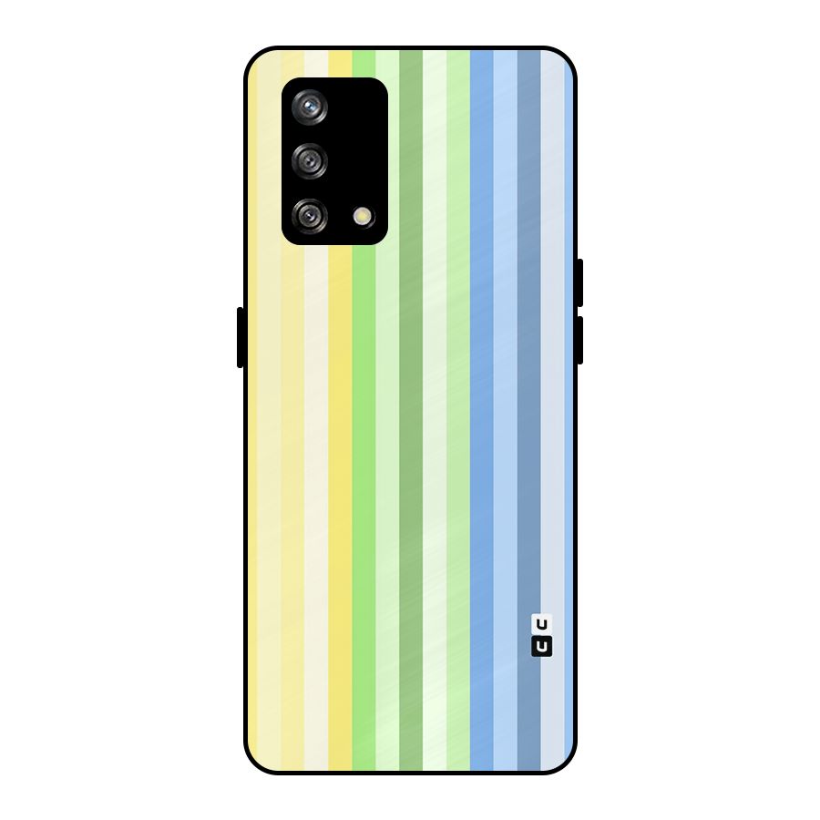 Minimal Pastel Shades Stripes Metal Back Case for Oppo F19