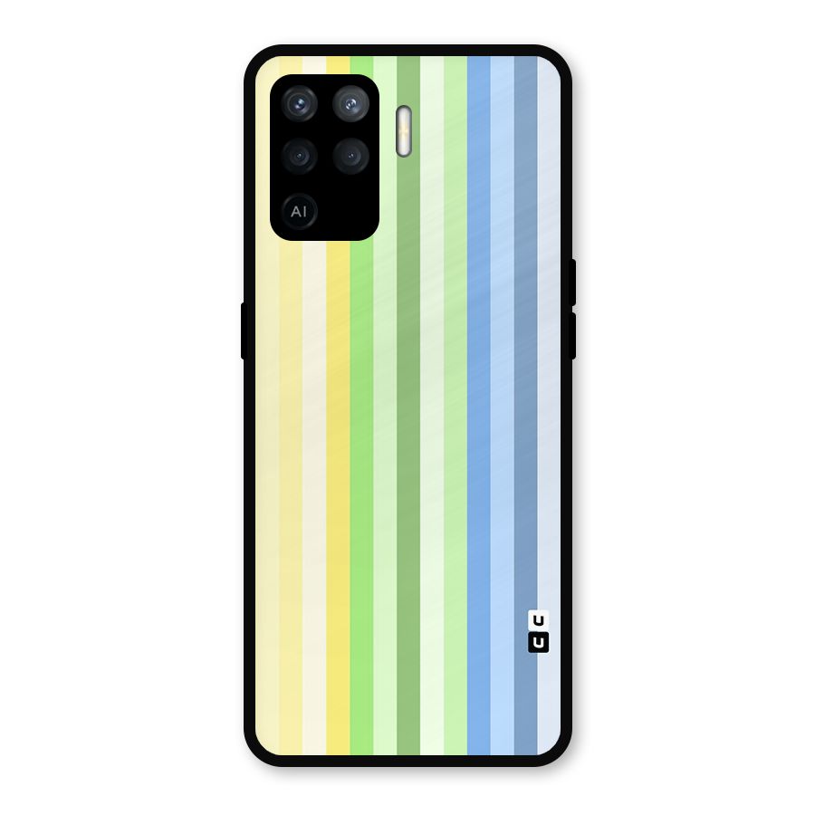 Minimal Pastel Shades Stripes Metal Back Case for Oppo F19 Pro