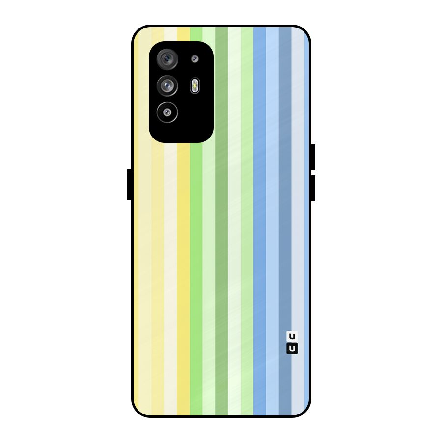 Minimal Pastel Shades Stripes Metal Back Case for Oppo F19 Pro Plus 5G