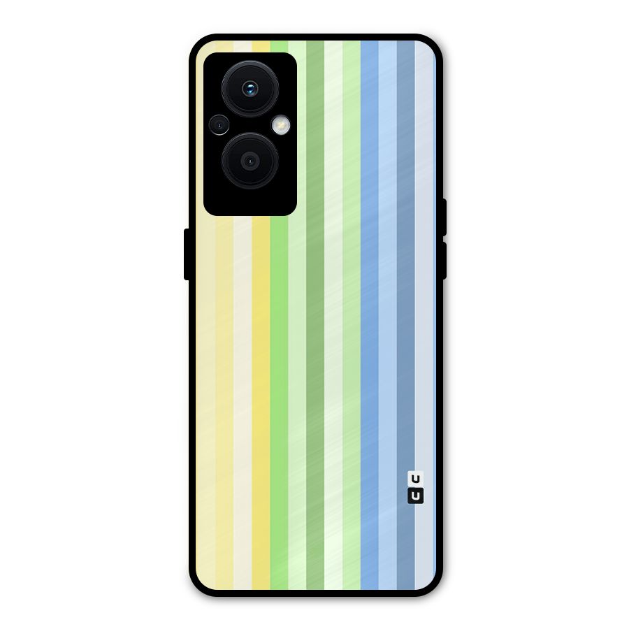 Minimal Pastel Shades Stripes Metal Back Case for Oppo F21 Pro 5G