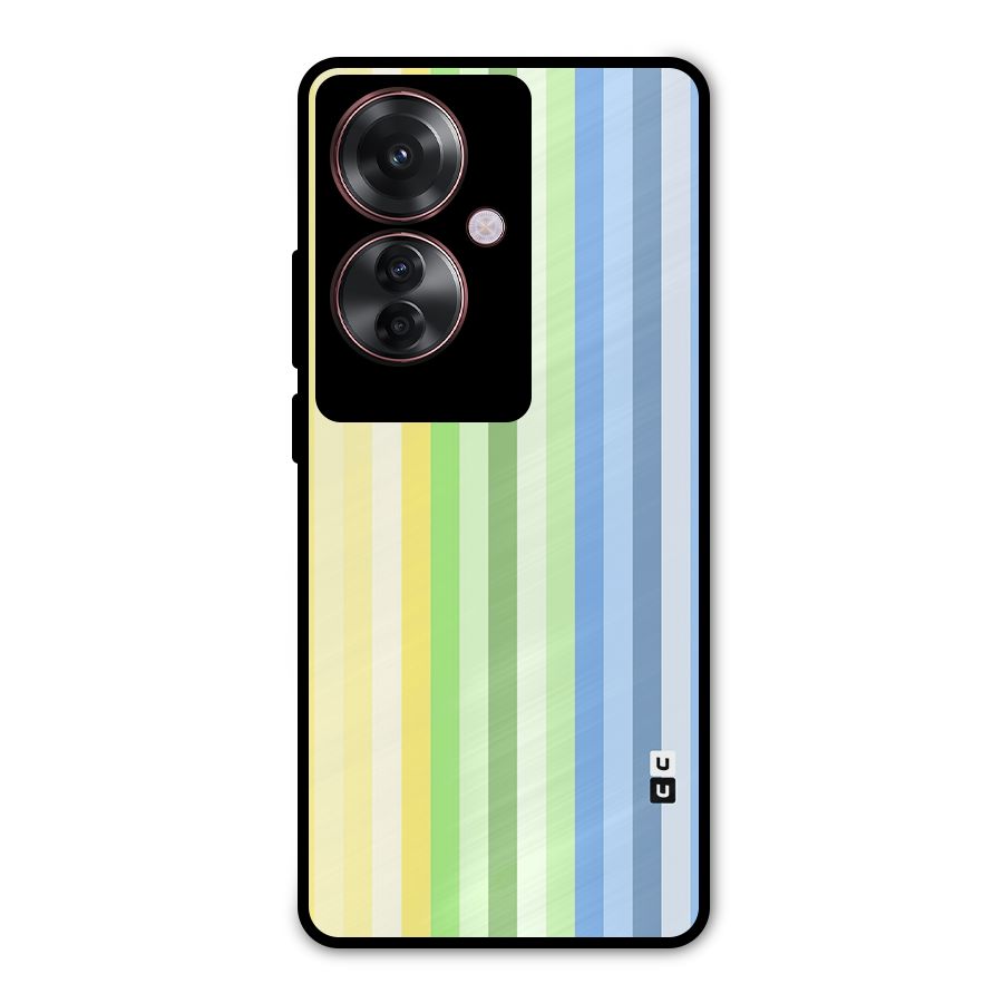 Minimal Pastel Shades Stripes Metal Back Case for Oppo F25 Pro