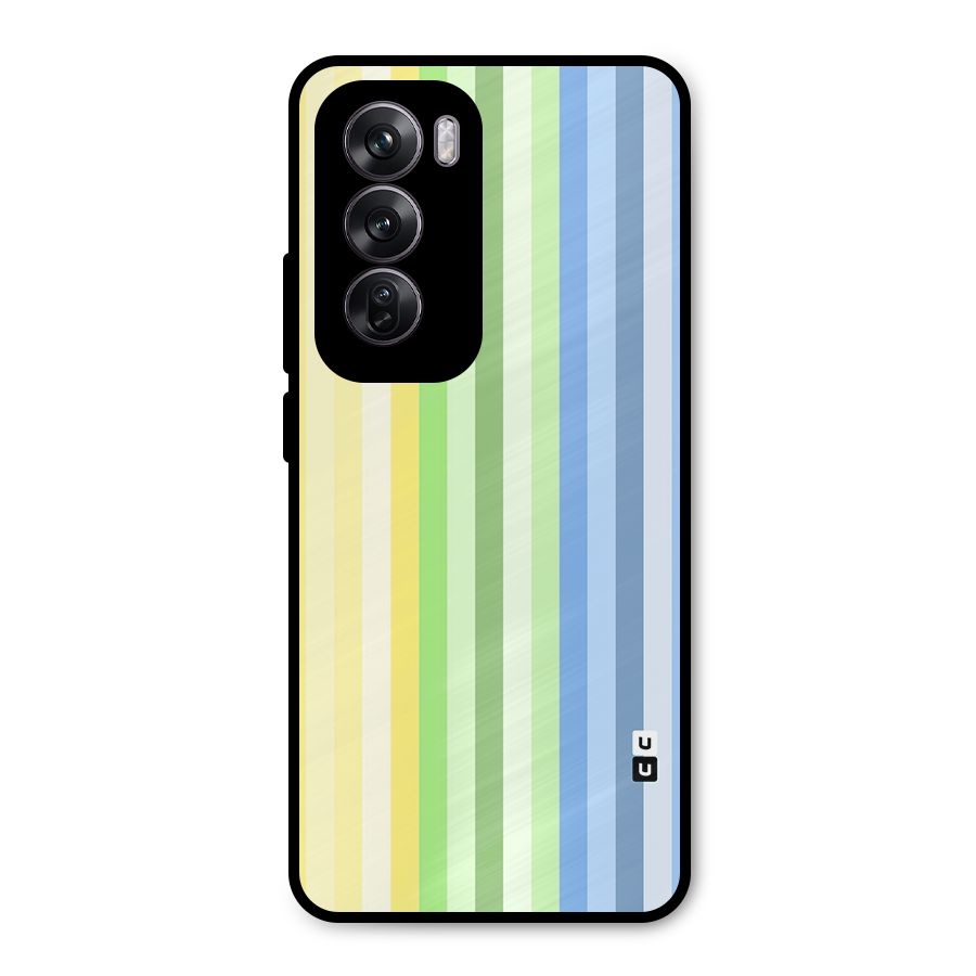 Minimal Pastel Shades Stripes Metal Back Case for Oppo Reno12 Pro
