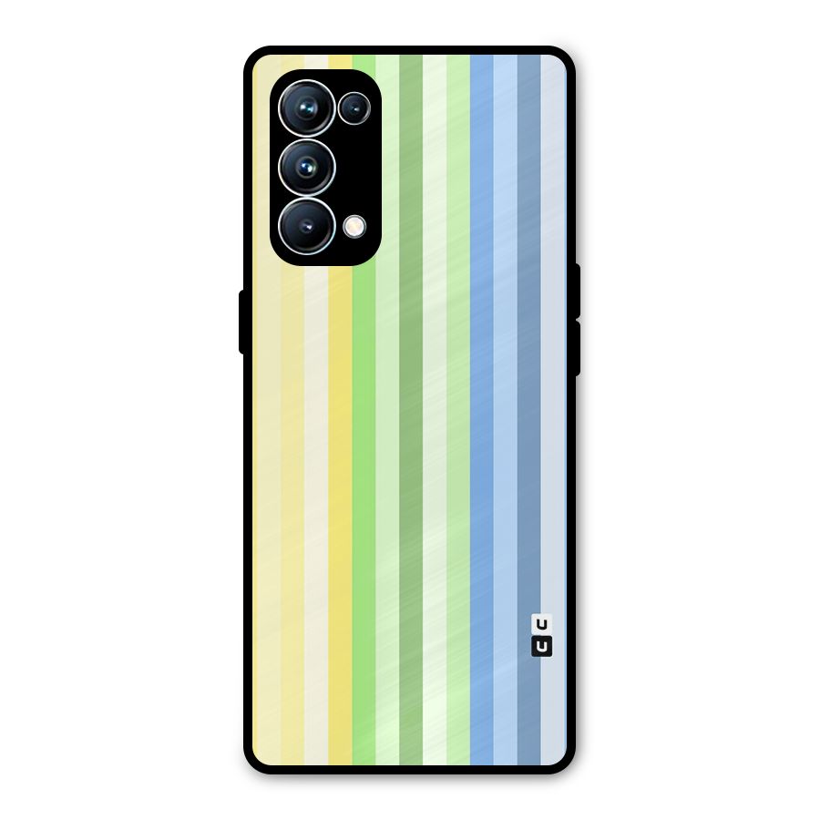 Minimal Pastel Shades Stripes Metal Back Case for Oppo Reno5 Pro 5G