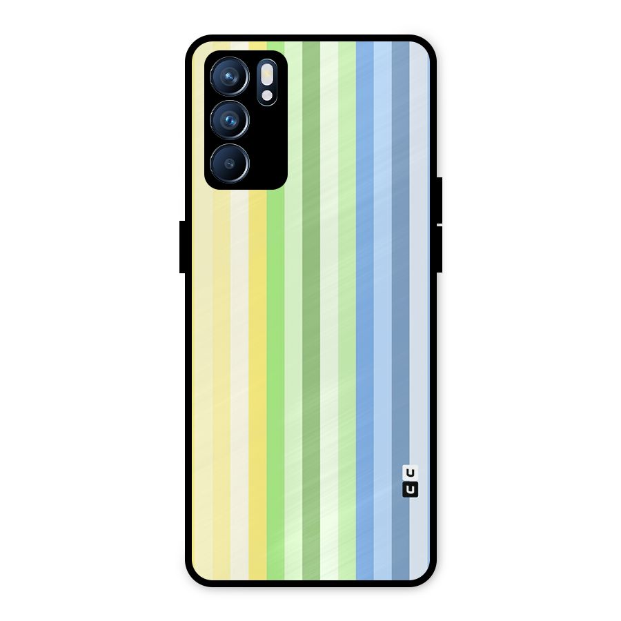 Minimal Pastel Shades Stripes Metal Back Case for Oppo Reno6 5G