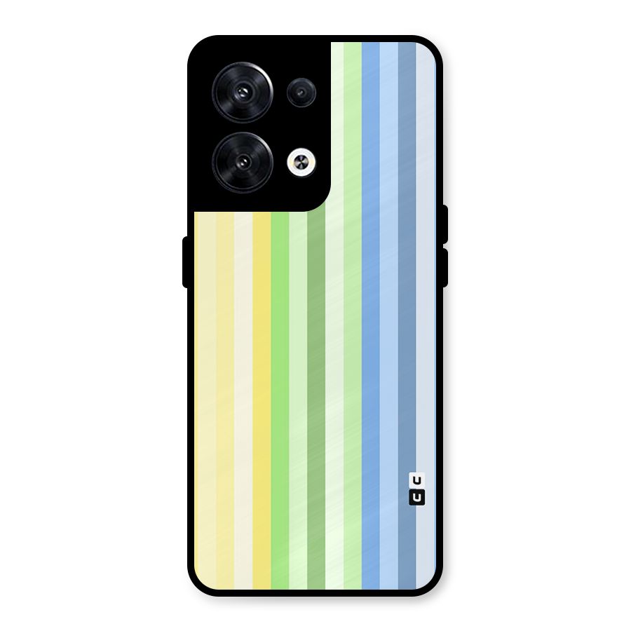 Minimal Pastel Shades Stripes Metal Back Case for Oppo Reno8 5G