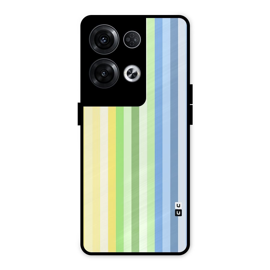 Minimal Pastel Shades Stripes Metal Back Case for Oppo Reno8 Pro 5G