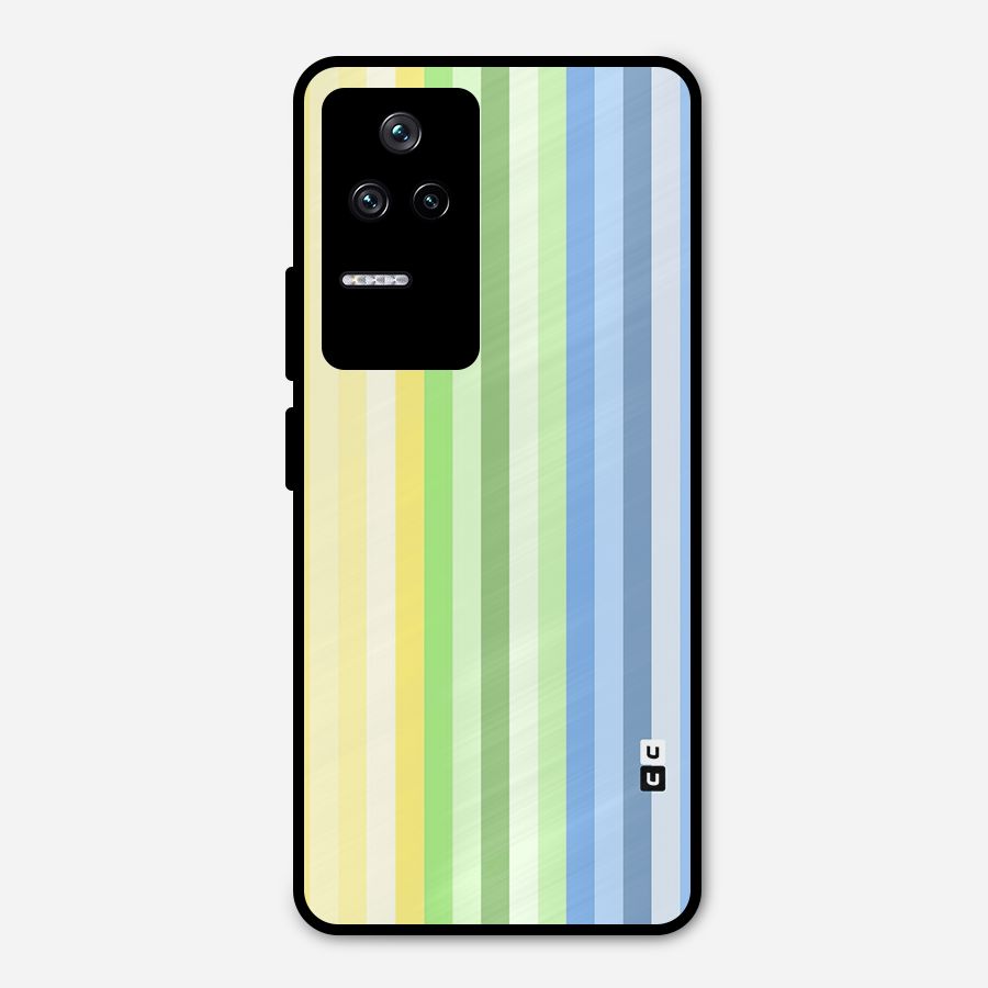 Minimal Pastel Shades Stripes Metal Back Case for Poco F4 5G