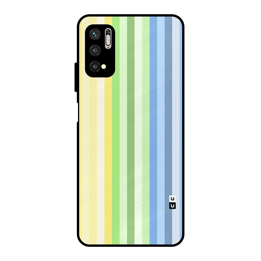 Minimal Pastel Shades Stripes Metal Back Case for Poco M3 Pro 5G