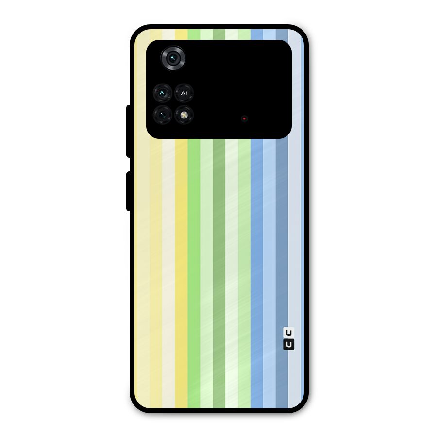 Minimal Pastel Shades Stripes Metal Back Case for Poco M4 Pro 4G