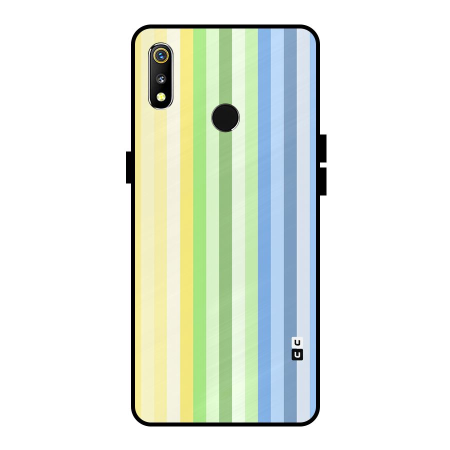 Minimal Pastel Shades Stripes Metal Back Case for Realme 3