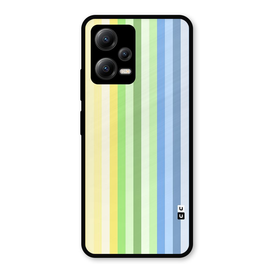 Minimal Pastel Shades Stripes Metal Back Case for Redmi Note 12 5G