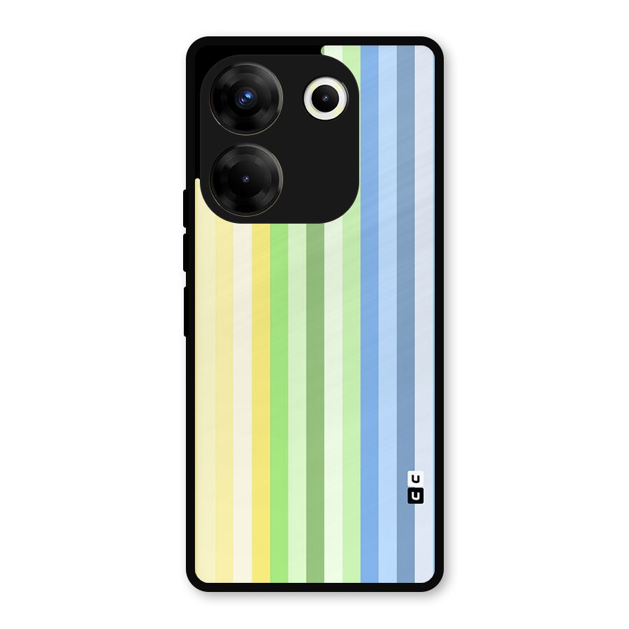 Minimal Pastel Shades Stripes Metal Back Case for Tecno Camon 20