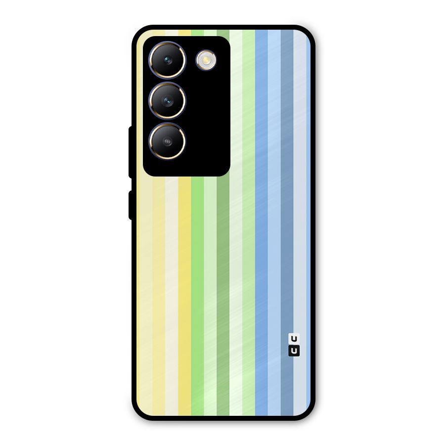 Minimal Pastel Shades Stripes Metal Back Case for Vivo T3 5G