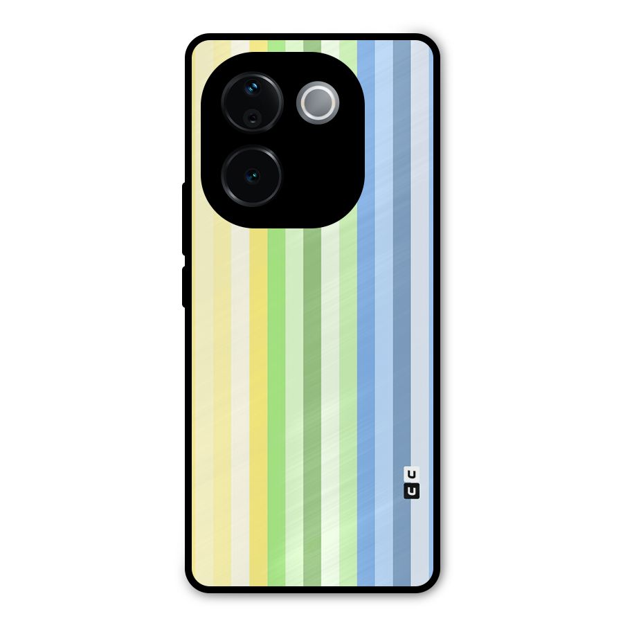 Minimal Pastel Shades Stripes Metal Back Case for Vivo T3 Pro