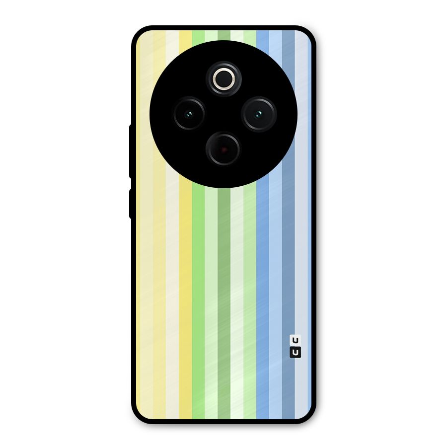 Minimal Pastel Shades Stripes Metal Back Case for Vivo T4