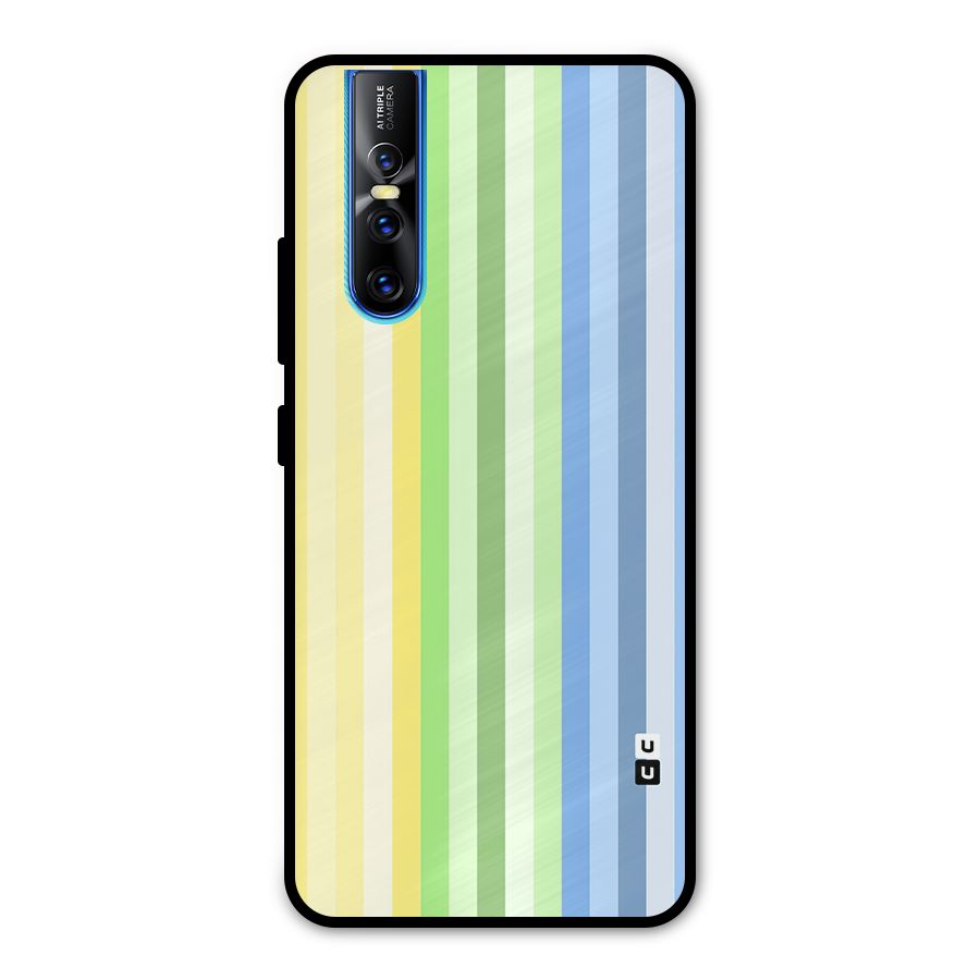 Minimal Pastel Shades Stripes Metal Back Case for Vivo V15 Pro