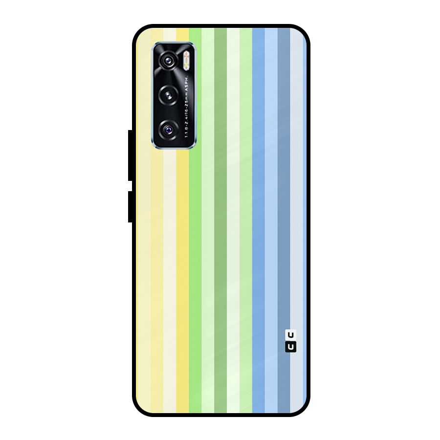 Minimal Pastel Shades Stripes Metal Back Case for Vivo V20 SE