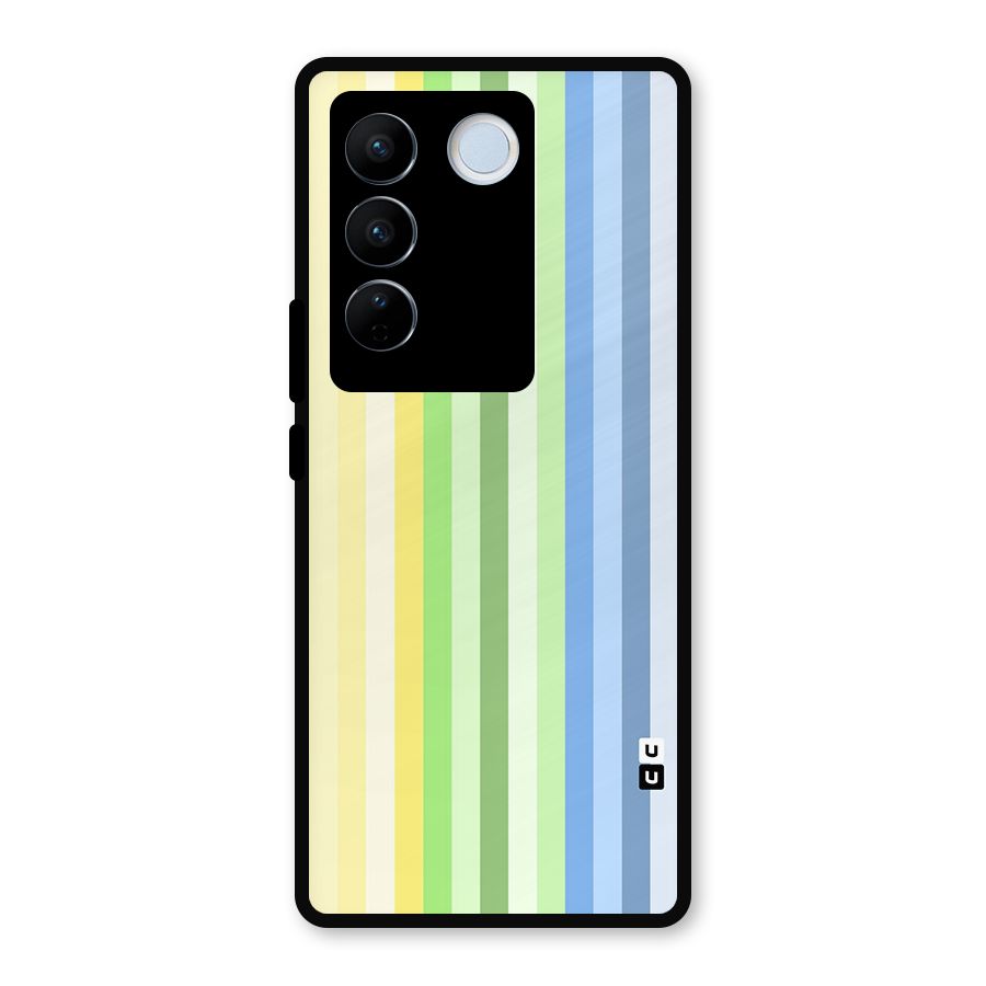 Minimal Pastel Shades Stripes Metal Back Case for Vivo V27