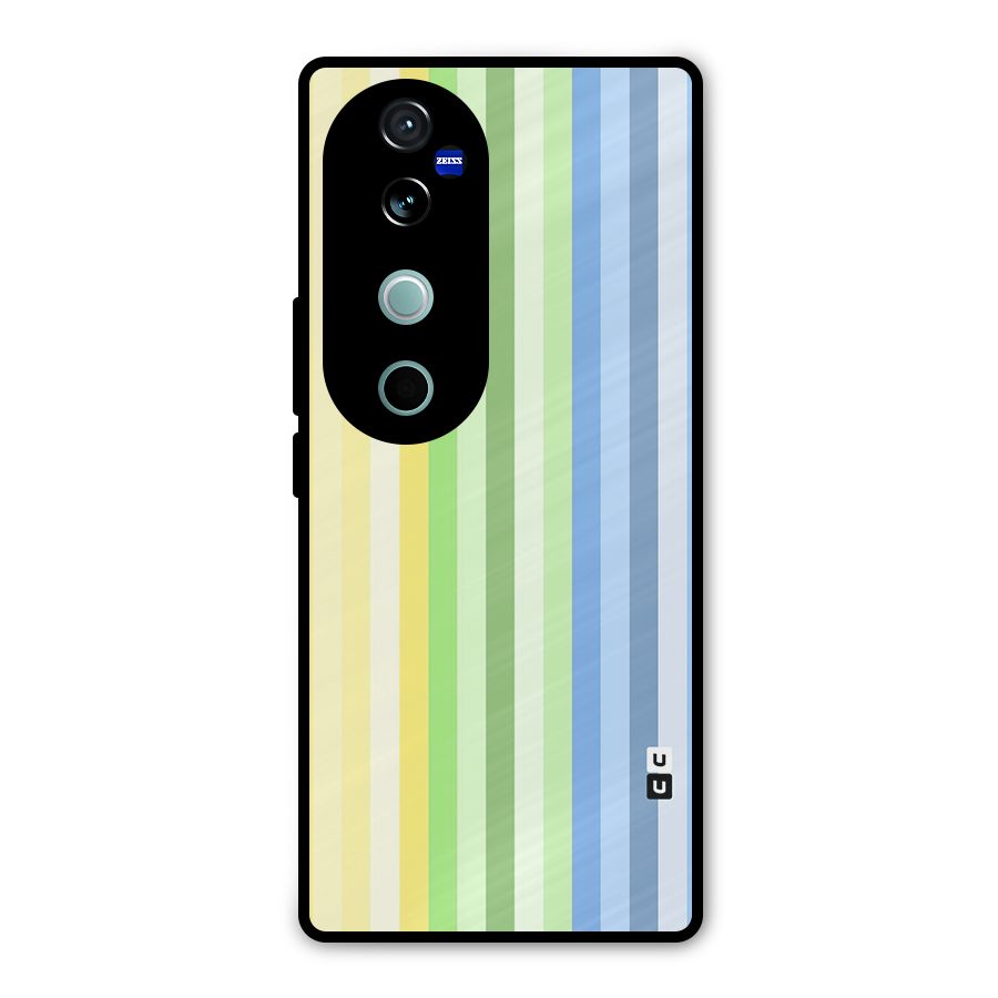 Minimal Pastel Shades Stripes Metal Back Case for Vivo V40