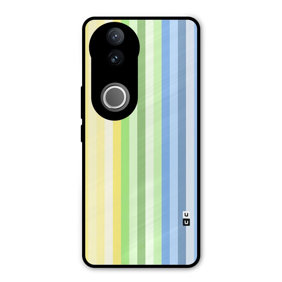 Minimal Pastel Shades Stripes Metal Back Case for Vivo V50e