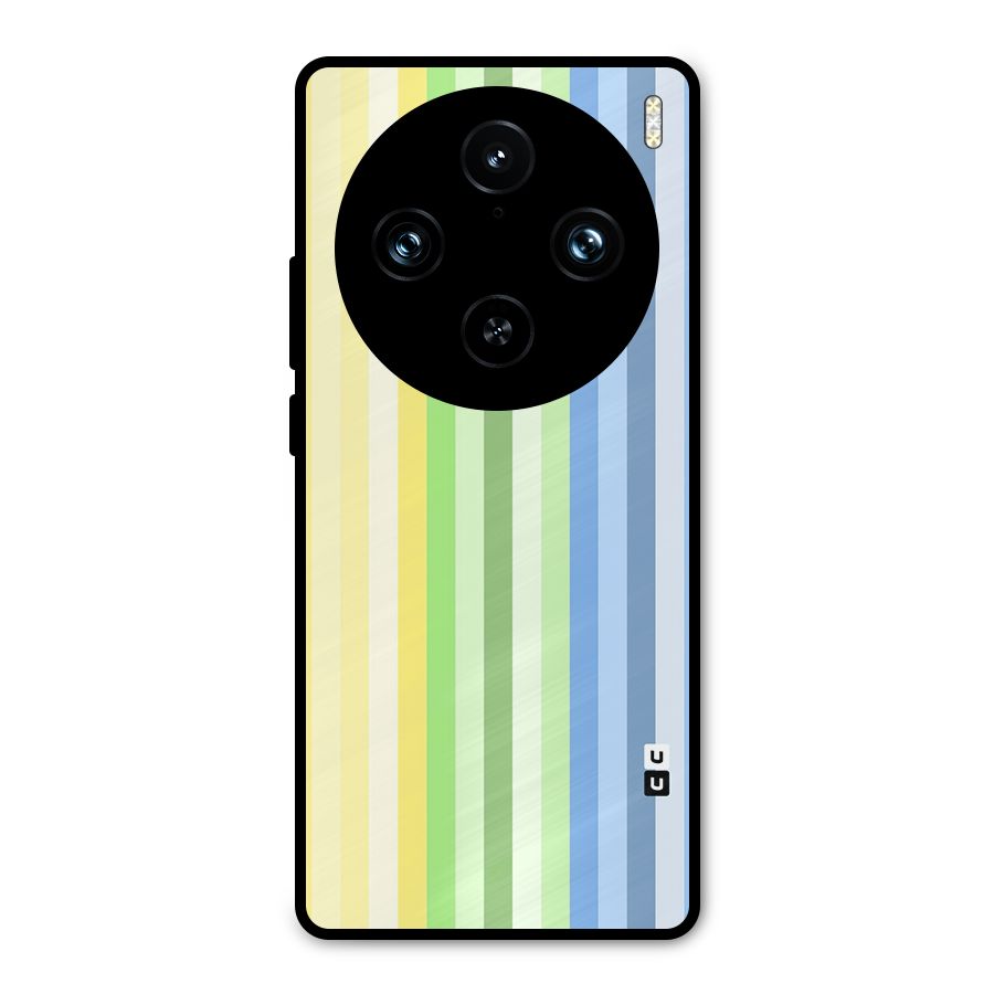 Minimal Pastel Shades Stripes Metal Back Case for Vivo X100 Pro