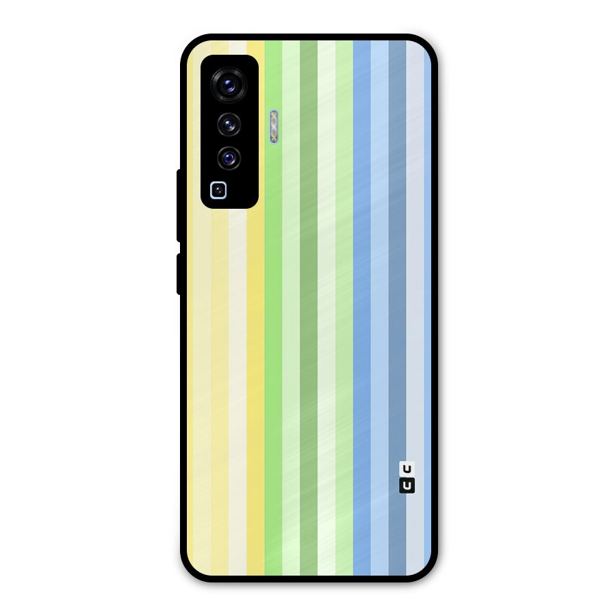 Minimal Pastel Shades Stripes Metal Back Case for Vivo X50