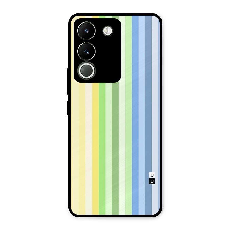 Minimal Pastel Shades Stripes Metal Back Case for Vivo Y200