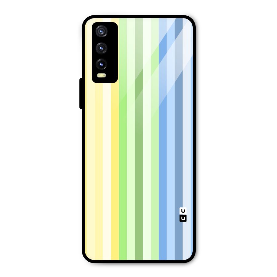Minimal Pastel Shades Stripes Metal Back Case for Vivo Y20g