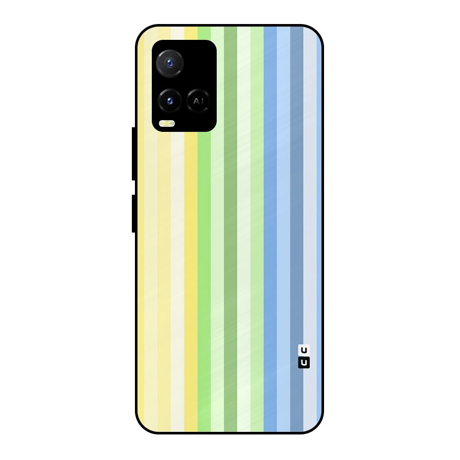 Minimal Pastel Shades Stripes Metal Back Case for Vivo Y21T