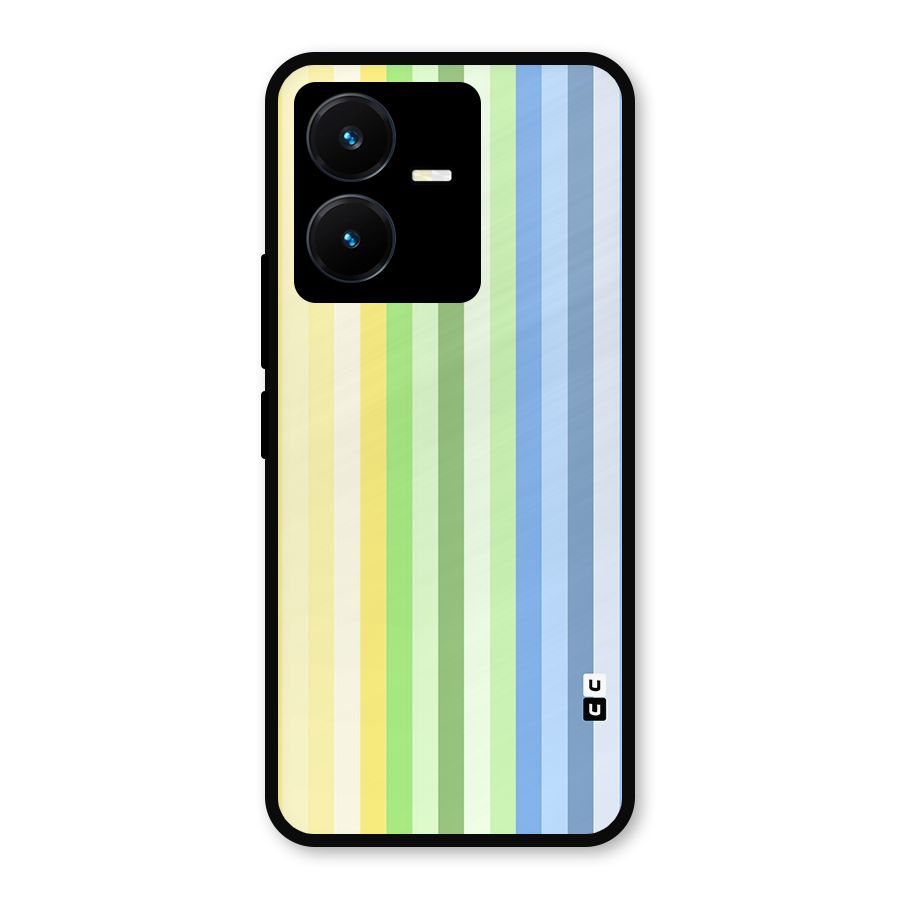 Minimal Pastel Shades Stripes Metal Back Case for Vivo Y22