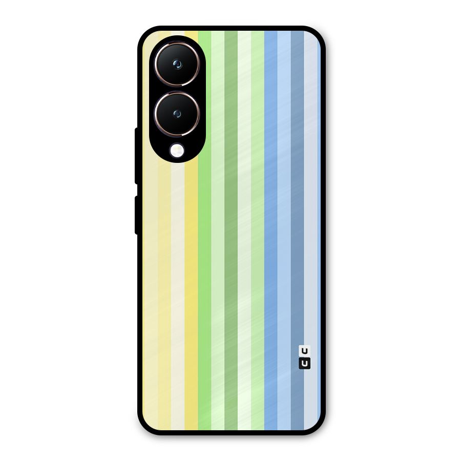 Minimal Pastel Shades Stripes Metal Back Case for Vivo Y28