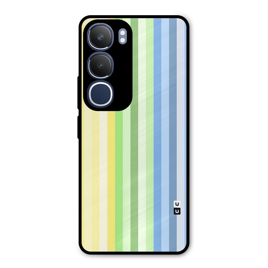 Minimal Pastel Shades Stripes Metal Back Case for Vivo Y29