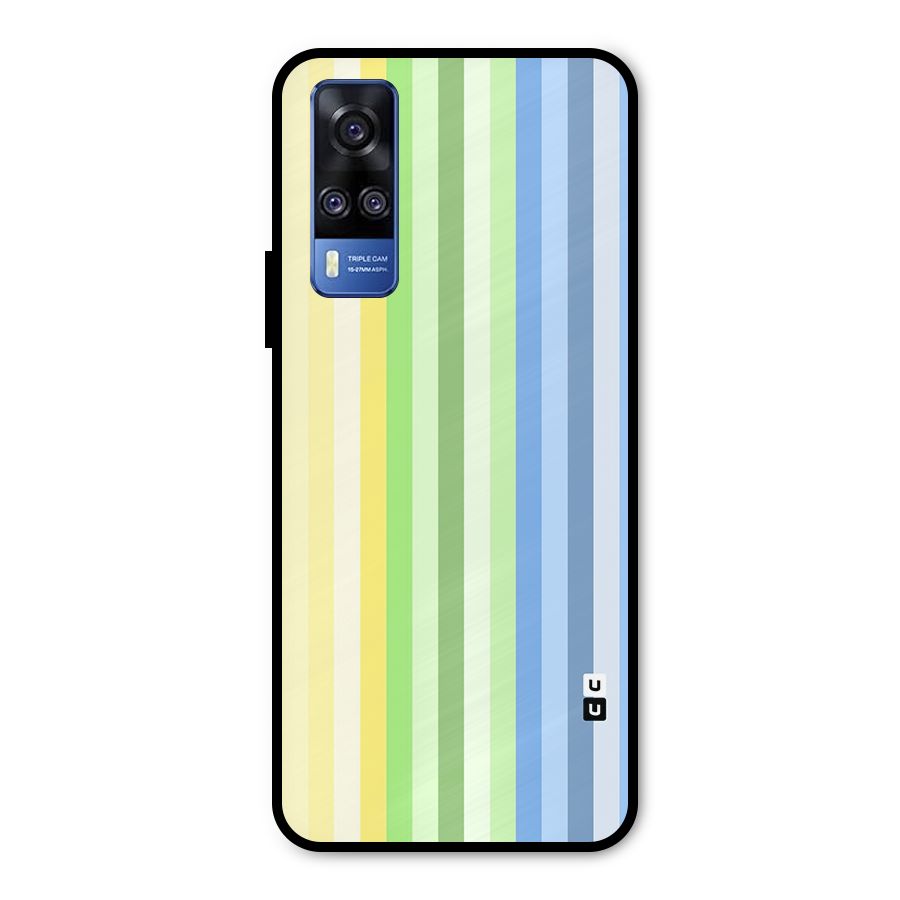 Minimal Pastel Shades Stripes Metal Back Case for Vivo Y31