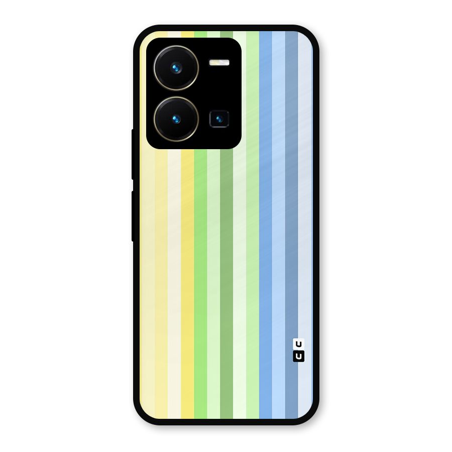 Minimal Pastel Shades Stripes Metal Back Case for Vivo Y35