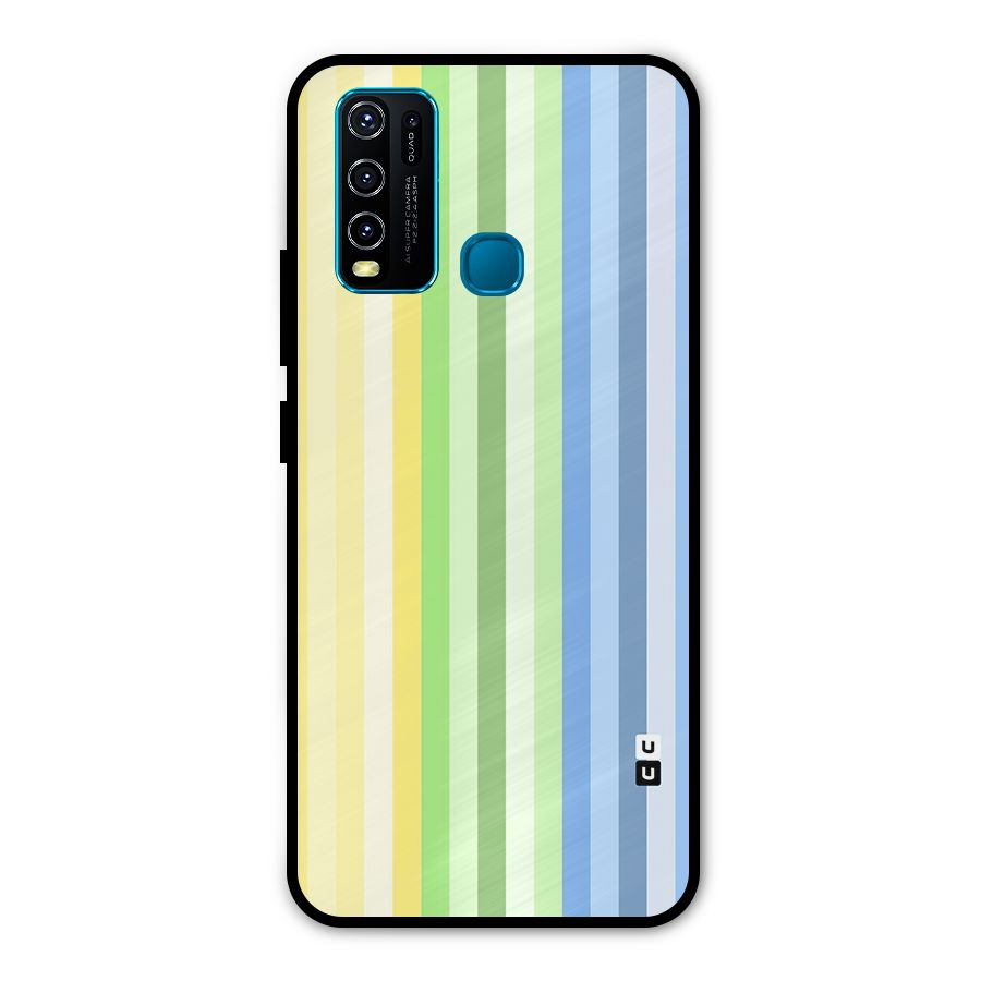 Minimal Pastel Shades Stripes Metal Back Case for Vivo Y50