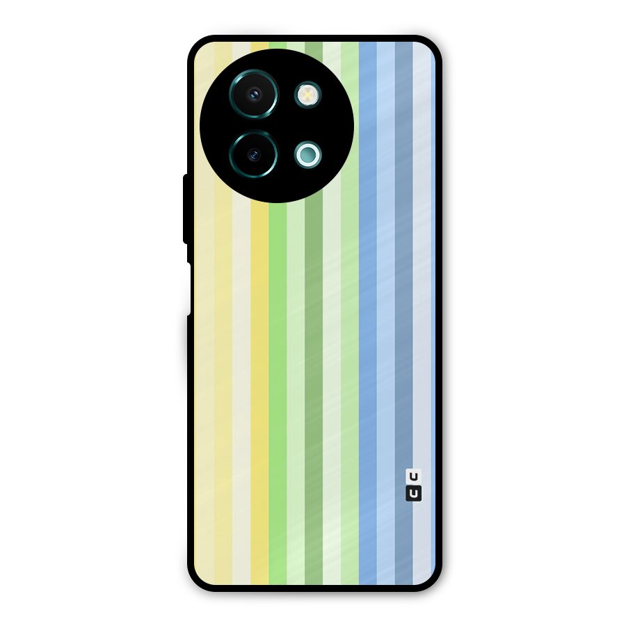 Minimal Pastel Shades Stripes Metal Back Case for Vivo Y58