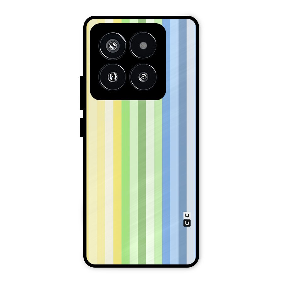 Minimal Pastel Shades Stripes Metal Back Case for Xiaomi 14 Pro