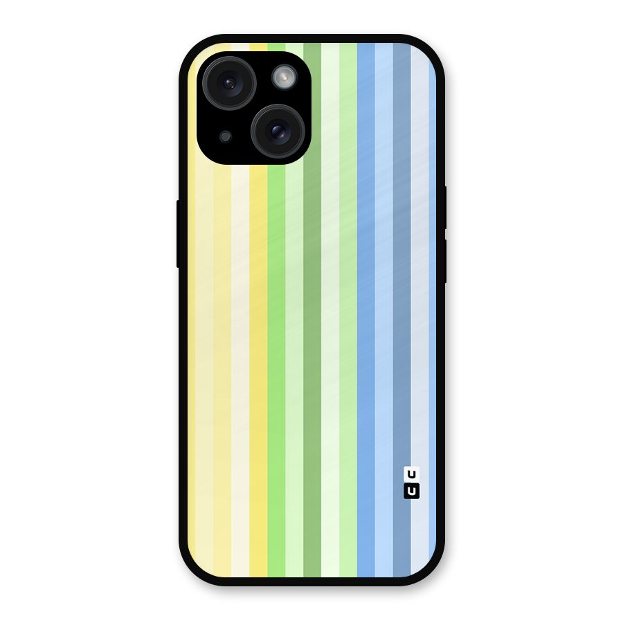 Minimal Pastel Shades Stripes Metal Back Case for iPhone 15