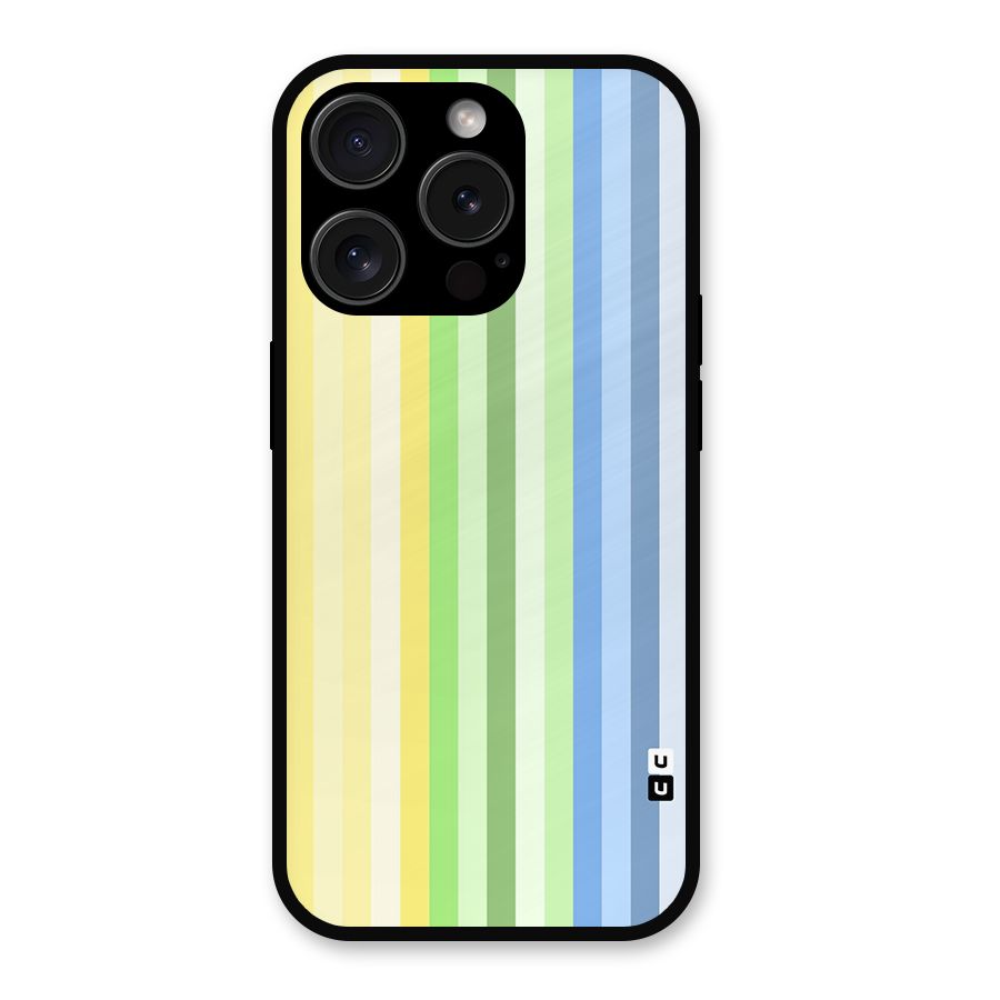 Minimal Pastel Shades Stripes Metal Back Case for iPhone 15 Pro