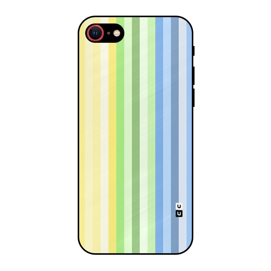 Minimal Pastel Shades Stripes Metal Back Case for iPhone SE 2022