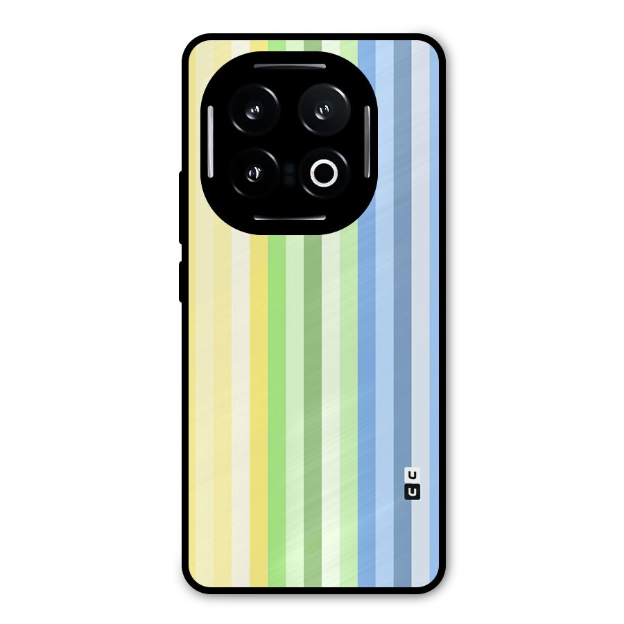 Minimal Pastel Shades Stripes Metal Back Case for iQOO 13